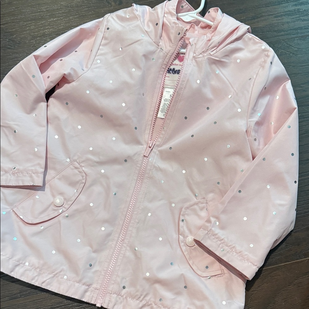 Carter's Light Pink Raincoat with Silver Dots